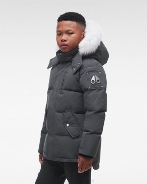 Kids' Moose Knuckles Original 3q Fur Jackets Granite / Natural Fox Fur | JG5063728