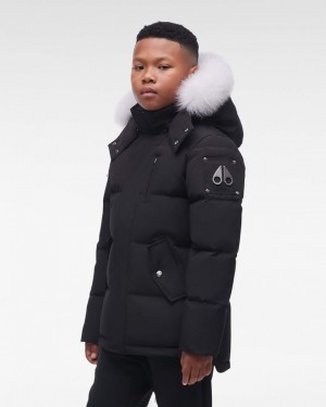 Kids' Moose Knuckles Original 3q Fur Jackets Black / Natural Fox Fur | QH8260547