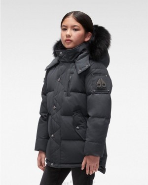 Kids' Moose Knuckles Original 3q Fur Jackets Black / Black Fox Fur | HR7234561
