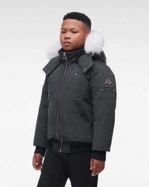 Kids' Moose Knuckles Original Bomber Fur Bomber Jackets Granite / Natural Fox Fur | QA2458376