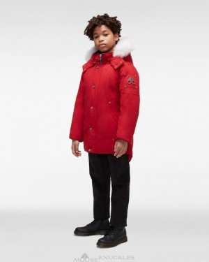 Kids' Moose Knuckles Original Parka Fur Parkas Navy / Black Fox Fur | 90586VNKT