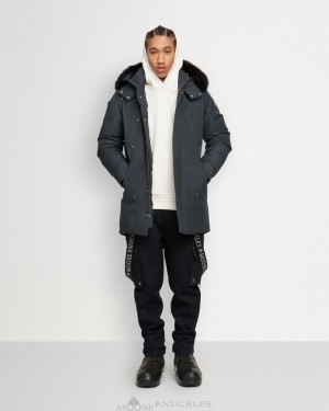 Men Moose Knuckles Original Stirling Parka Fur Parkas Granite / Black Fox Fur | EY4752963