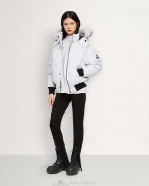 Women Moose Knuckles Cloud Bomber Shearling Bomber Jackets Nimbus Cloud / Natural Shearling | MO4209815